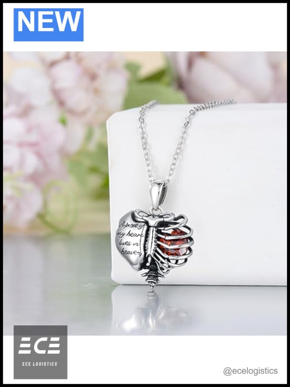 925 Sterling Silver Urn Necklace Heart Birthstone Cremation Jewelry Memorial - Picture 6 of 6